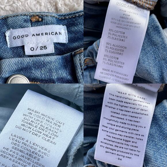 Good American good legs crop mini boot jeans kick crop flare bootcut distressed - Picture 3 of 14